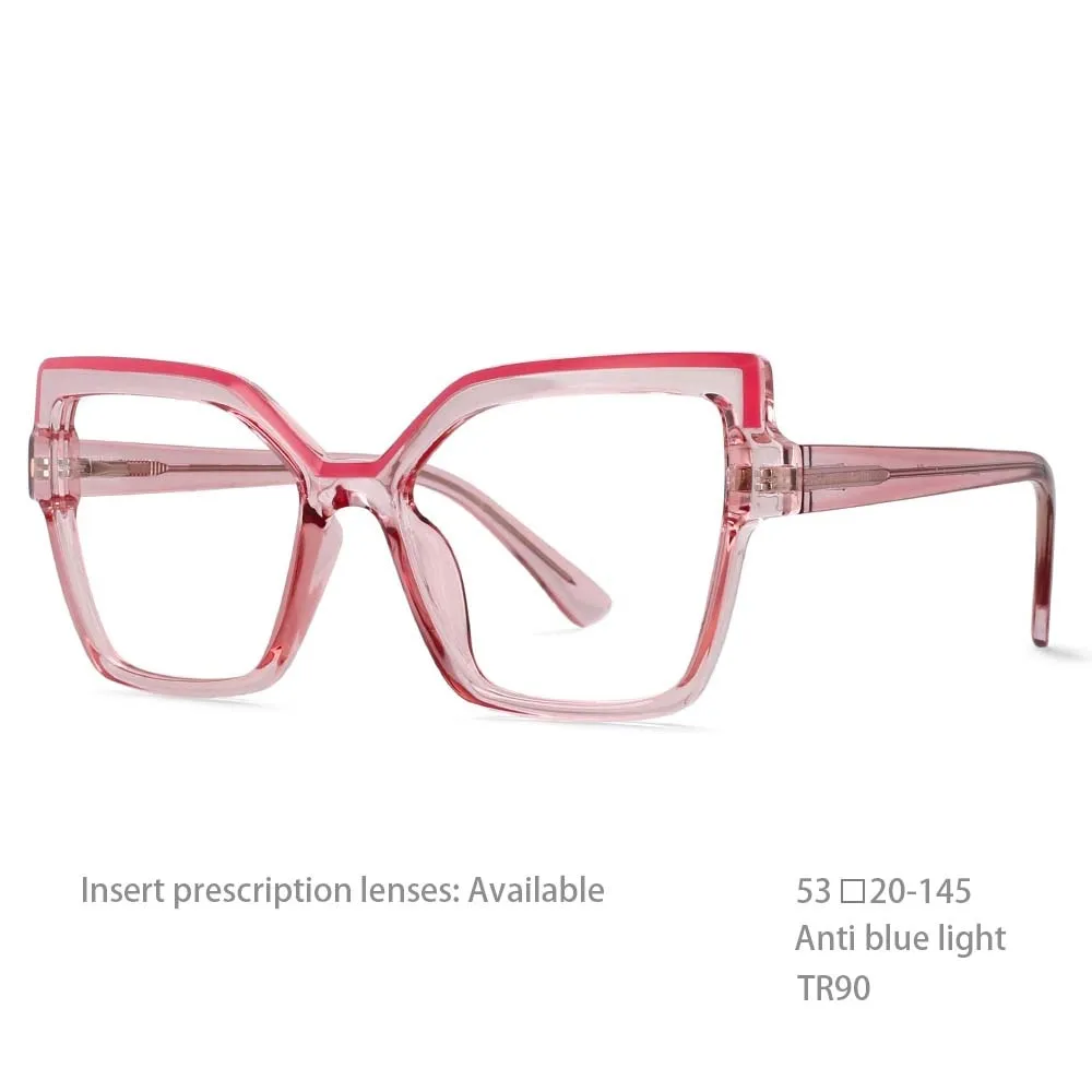 CCspace Women's Full Rim Butterfly Cat Eye Tr 90 Titanium Frame Eyeglasses 54463