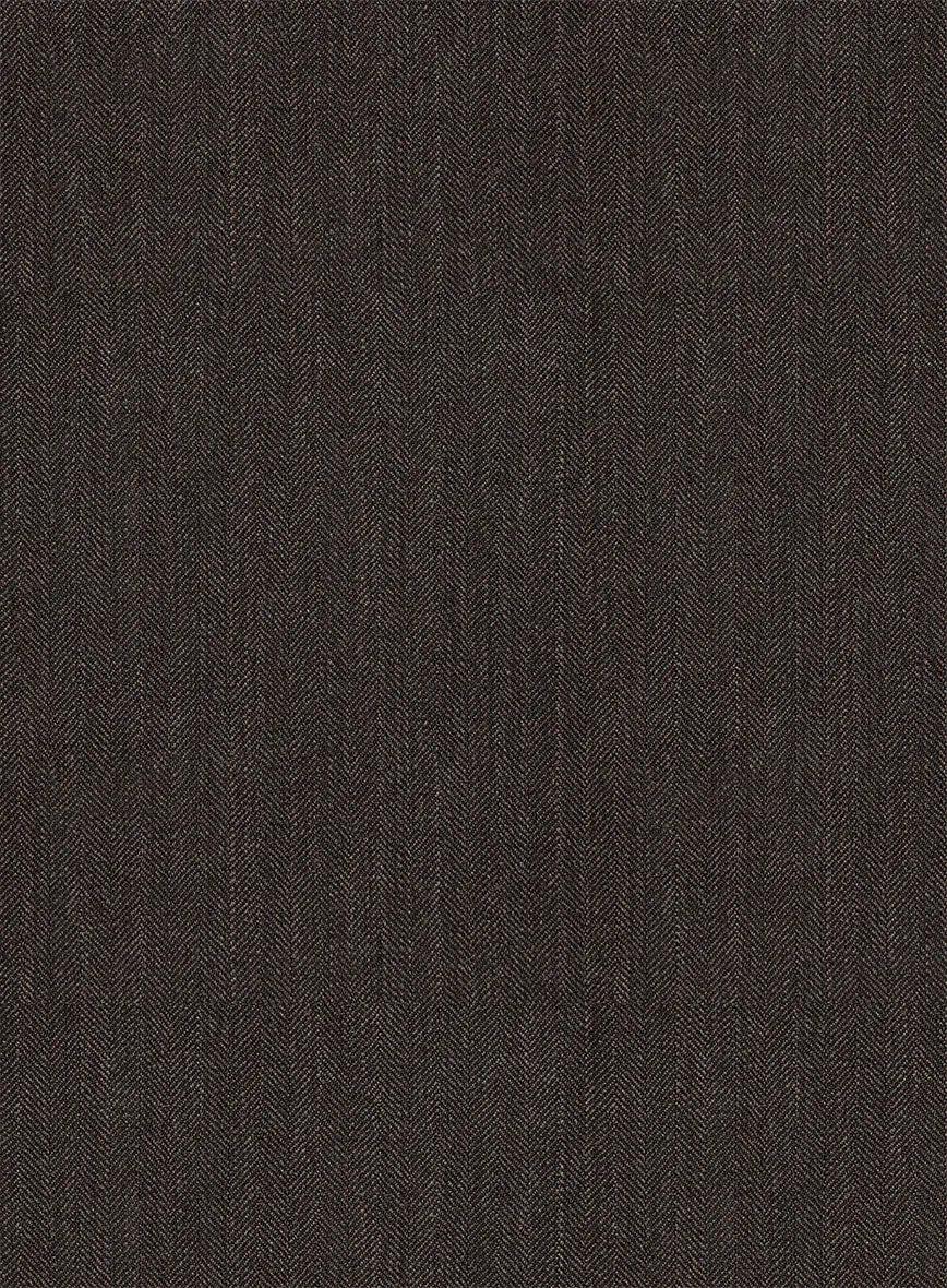 Napolean Dark Brown Herringbone Wool Suit