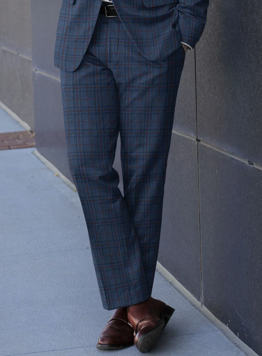 Reda Chambray Blue Checks Wool Suit