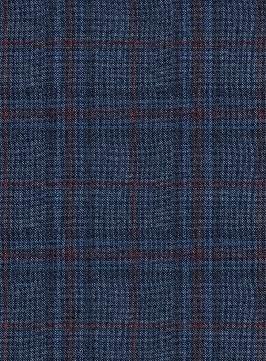 Reda Chambray Blue Checks Wool Suit
